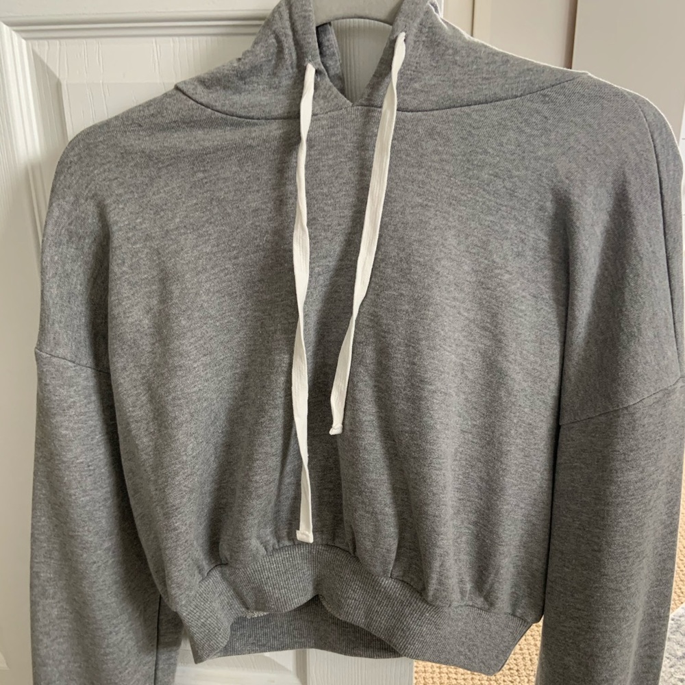 Forever 21 Gray Cropped Hoodie